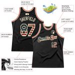 Personalized Vintage USA Flag Basketball Jersey - Black Cream Throwback Style Personalized Black Vintage USA Flag-Cream Throwback