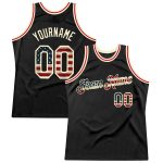 Personalized Vintage USA Flag Basketball Jersey - Black Cream Throwback Style Personalized Black Vintage USA Flag-Cream Throwback