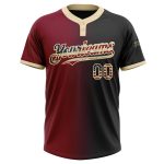 Personalized Vintage Black USA Flag Softball Jersey Unisex Two-Button Cream Gradient Fashion Personalized Black Vintage USA