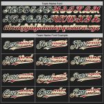 Personalized Vintage USA Flag Baseball Jersey with Crimson-Cream Raglan Sleeves Personalized Black Vintage USA Flag Crimson-Cream