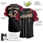 Personalized Vintage USA Flag Baseball Jersey with Crimson-Cream Raglan Sleeves Personalized Black Vintage USA Flag Crimson-Cream