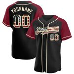 Personalized Vintage USA Flag Baseball Jersey with Crimson-Cream Raglan Sleeves Personalized Black Vintage USA Flag Crimson-Cream