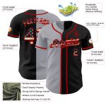 Personalized Vintage USA Flag Baseball Jersey Gray-Red Fashion Split Design Personalized Black Vintage USA Flag Gray-Red
