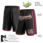 Personalized USA Flag Basketball Shorts - Vintage Black Maroon-Cream Design Personalized Black Vintage USA Flag Maroon-Cream