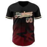 Personalized Black Vintage USA Flag Baseball Jersey 3D Gradient Twinkle Star Red-Cream Design Personalized Black Vintage