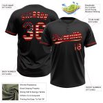 Personalized Vintage USA Flag Softball Jersey - Red Two-Button Unisex Custom Name and Number Personalized Black Vintage USA