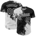 Custom 3D Abstract Brush Stroke Baseball Jersey in Black and White Personalized Black White 3D Abstract Brush Stroke Baseball