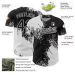 Custom 3D Abstract Brush Stroke Baseball Jersey in Black and White Personalized Black White 3D Abstract Brush Stroke Baseball