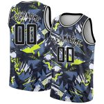 Personalized 3D Abstract Grunge Art Basketball Jersey in Black and White Personalized Black White 3D Abstract Grunge Art