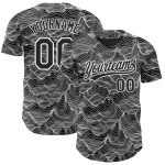 Personalized 3D Abstract Mountains Baseball Jersey in Black and White Personalized Black White 3D Abstract Mountains Baseball