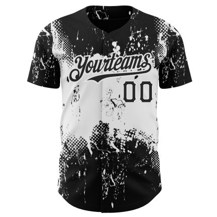 Personalized 3D Black White Abstract Grunge Splatter Art Baseball Jersey Personalized Black White 3D Abstract Splatter Grunge