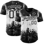 Personalized 3D Black White Abstract Grunge Splatter Art Baseball Jersey Personalized Black White 3D Abstract Splatter Grunge