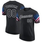Personalized 3D American Flag Patriotic Performance T-Shirt - Black & White Personalized Black White 3D American Flag Patriotic