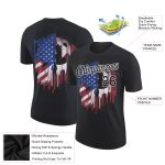 Custom Name Number 3D American Flag Performance T-Shirt, Personalized Patriotic Black White Team Tee Personalized Black White