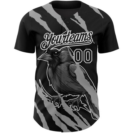 Personalized 3D Cardinal Bird Baseball Jersey - Black and White Design Personalized Black White 3D Animal Cardinal Bird Baseball