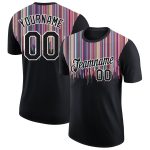 3D Colorful Lines Personalized Performance T-Shirt in Black and White Personalized Black White 3D Colorful Lines Performance