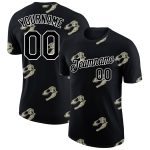 Personalized 3D Dinosaur Skull T-Shirt for Men, Black & White Performance Tee Personalized Black White 3D Dinosaur Skull