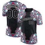 Personalized 3D Floral Design Performance T-Shirt in Black and White Personalized Black White 3D Floral Design Performance