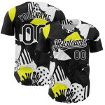 Personalized 3D Flower Baseball Jersey in Black and White for Men and Women Personalized Black White 3D Flower Baseball Jersey