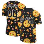 Custom 3D Pizza Performance T-Shirt in Black and White - Perfect for Food Lovers Personalized Black White 3D Food Pizza Performance