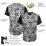 Customized Black White 3D Geometric Monochrome Mosaic Baseball Jersey Personalized Black White 3D Geometric Monochrome Mosaic