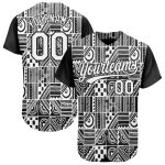 Customized Black White 3D Geometric Monochrome Mosaic Baseball Jersey Personalized Black White 3D Geometric Monochrome Mosaic