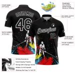 Personalized 3D Golf Polo Shirt for Performance in Black and White Personalized Black White 3D Golfing Performance Golf Polo
