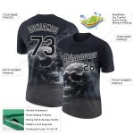 Custom Name and Number 3D Gothic Skull Fashion T-Shirt in Black and White for Team Performance Personalized Black White 3D