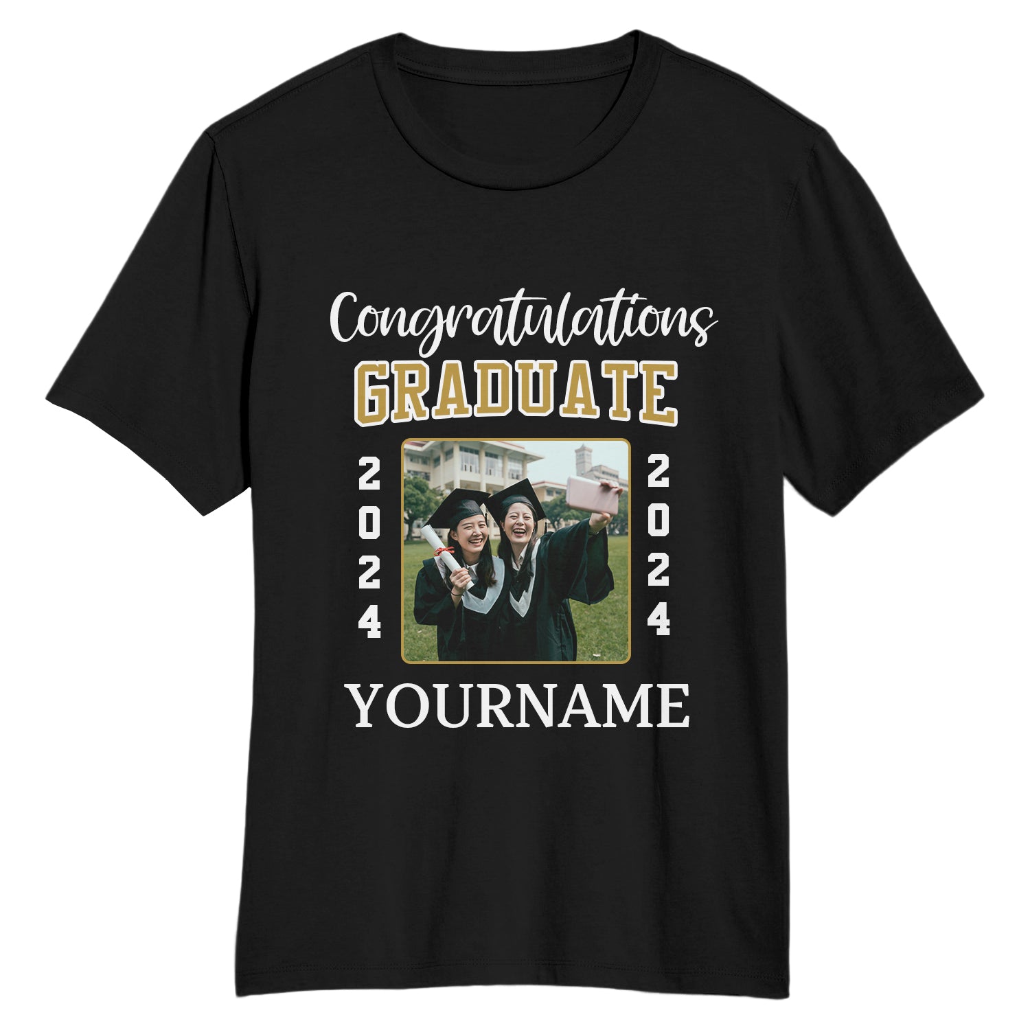 Customized 3D Graduation Performance T-Shirt - Black and White Design, Perfect for Celebrating Your Achievement Personalized