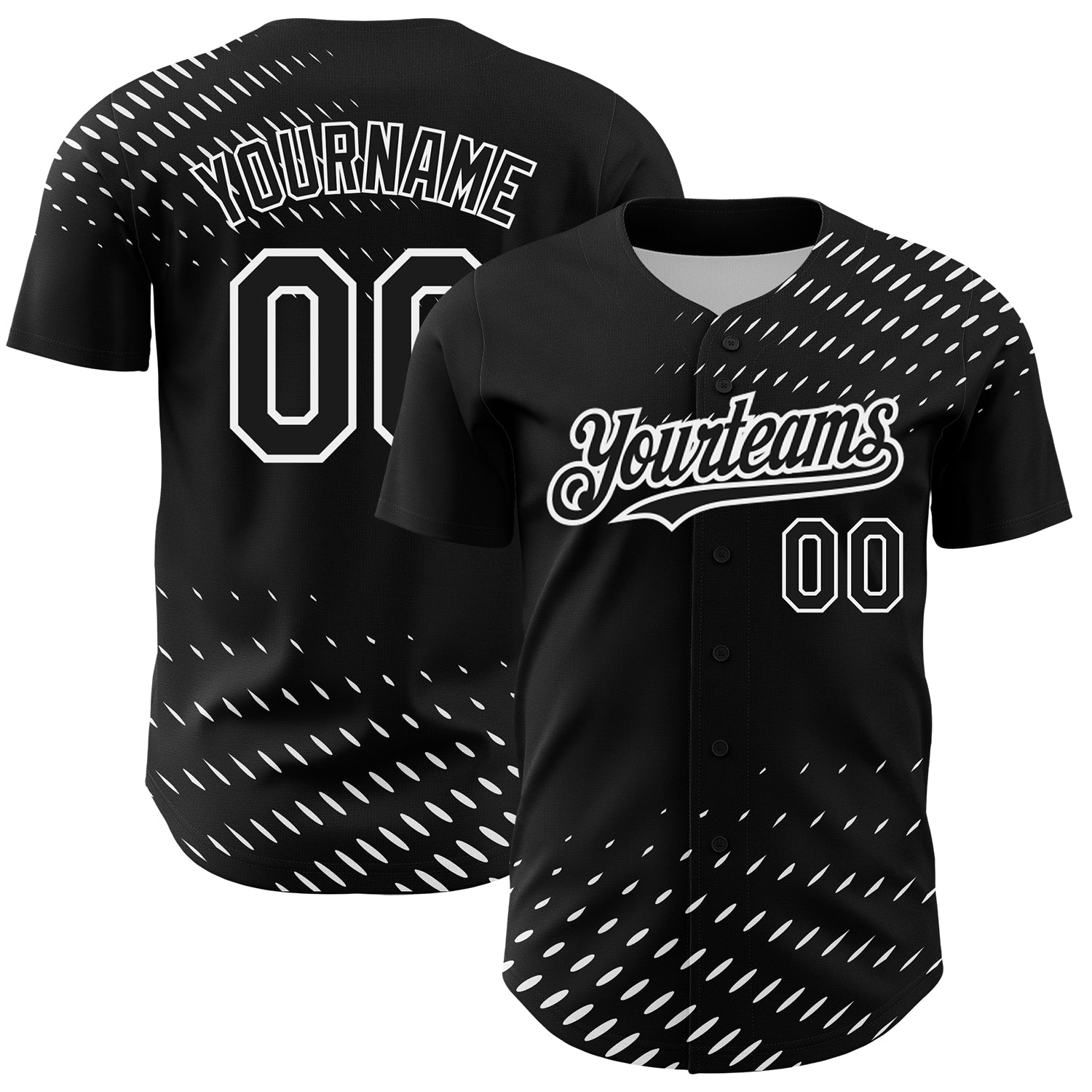 Personalized 3D Halftone Baseball Jersey in Black and White - Custom Team Apparel Personalized Black White 3D Halftone Baseball