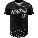 Personalized 3D Halftone Baseball Jersey in Black and White - Custom Team Apparel Personalized Black White 3D Halftone Baseball