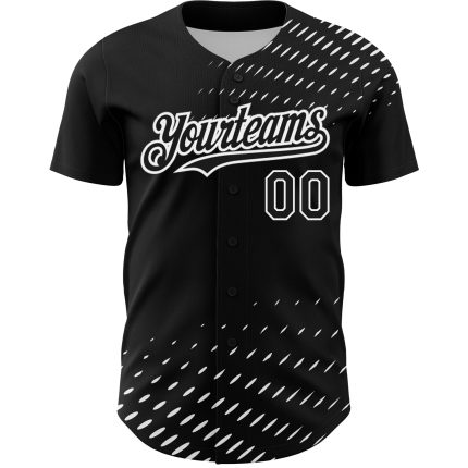 Personalized 3D Halftone Baseball Jersey in Black and White - Custom Team Apparel Personalized Black White 3D Halftone Baseball