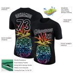 Personalized Glitter Pineapple T-Shirt - Black White 3D Hawaii Style Performance Top Personalized Black White 3D Hawaii Style