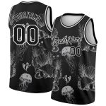Custom 3D Black White Jellyfish Seashells Basketball Jersey for Men and Women Personalized Black White 3D Jellyfishes And