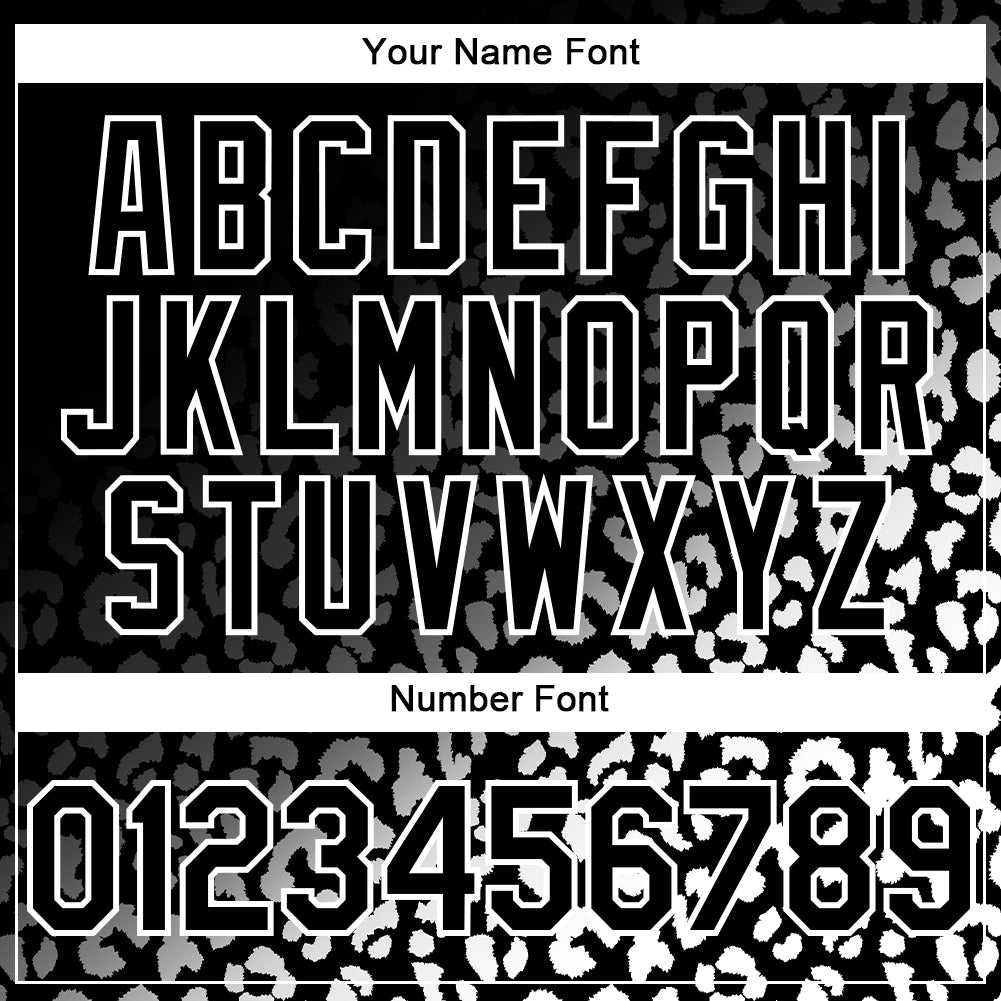 3D Leopard Print Fade Baseball Jersey - Personalized Black and White Fashion Design Personalized Black White 3D Leopard Print - Image 5
