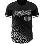 3D Leopard Print Fade Baseball Jersey - Personalized Black and White Fashion Design Personalized Black White 3D Leopard Print