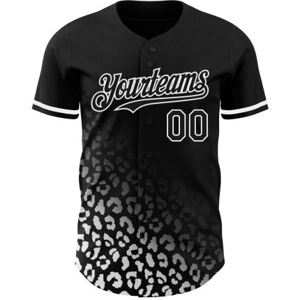 3D Leopard Print Fade Baseball Jersey - Personalized Black and White Fashion Design Personalized Black White 3D Leopard Print