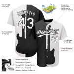 Custom 3D Guitar Rock and Roll Baseball Jersey for Music Festival - Black White Design Personalized Black White 3D Music