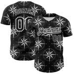 Personalized 3D Navigation Compass Baseball Jersey in Black and White Personalized Black White 3D Navigation Compass Baseball