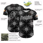 Personalized 3D Navigation Compass Baseball Jersey in Black and White Personalized Black White 3D Navigation Compass Baseball