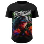 Personalized 3D Crocodile Baseball Jersey in Black and White for Men and Women Personalized Black White 3D Neon Crocodile