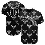 Custom 3D Black and White Ox Baseball Jersey - Personalized Sports Apparel Personalized Black White 3D Ox Baseball Jersey