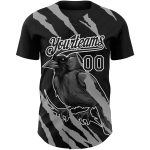 Custom Name and Number 3D Cardinal Bird Baseball Jersey | Personalized Black and White Pattern Design Personalized Black