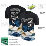 Custom 3D Pattern Animal Crane T-Shirt for Team Events - Personalized Black White Performance Tee with Name and Number Personalized
