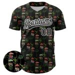 Custom Name and Number Baseball Jersey with 3D Pattern Elephant and Palm Trees - Personalized Black and White Design Personalized