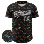 Custom Name and Number 3D Pattern Fish Baseball Jersey - Personalized Black and White Team Apparel Personalized Black White