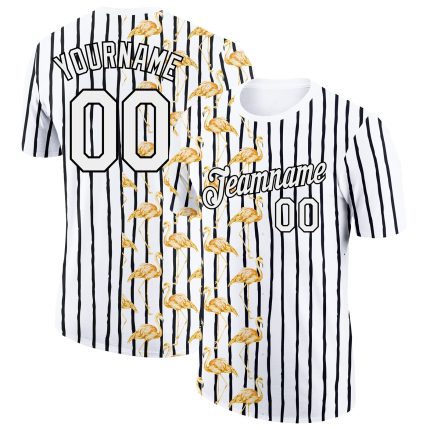 Custom Name Number Flamingo Performance T-Shirt - Personalized Black White 3D Pattern Design Team Apparel Personalized Black