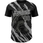 Custom Name & Number Authentic Pitbull Dog Baseball Jersey - Personalized 3D Black White Pattern Design Personalized Black