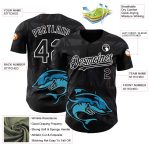 Custom Animal Shark 3D Pattern Baseball Jersey - Personalized Black and White Design with Name and Number Personalized Black