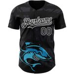 Custom Animal Shark 3D Pattern Baseball Jersey - Personalized Black and White Design with Name and Number Personalized Black